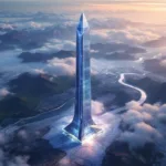 מבט על גורד השחקים בגובה 170 ק"מ שממחיש כיצד העושר פוגע בכדור הארץ, בלי יהירות ובלי שיא.