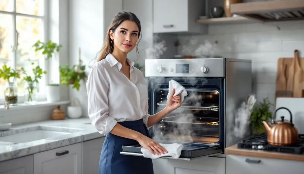 מומחית משתפת טיפים פשוטים ויעילים לניקוי תנור באדים בקלות ובמהירות, לשמור על התנור נקי ומבריק ללא מאמץ.