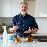 איש תחזוקה מסביר את היתרונות והסיבות לערבב סודה לשתייה עם מי חמצן לשימושים ביתיים יעילים ובטוחים.