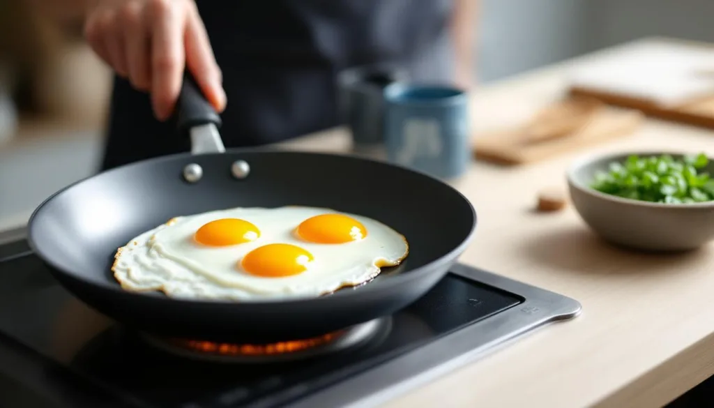 שף יפני מסביר את הסיבה לכך שהביצים מחליקות בצורה מושלמת מהמחבת ללא צורך בשמן, וטיפים לבישול קל ונקי.